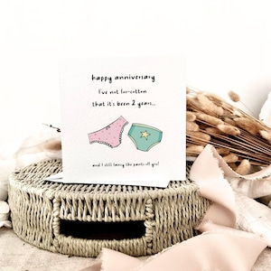 Tarjeta de aniversario de algodón / Feliz segundo aniversario de bodas, tarjeta divertida para esposo y esposa, regalo de humor para pareja, regalo de segundo aniversario