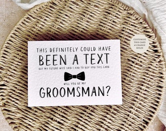 Been a Text | Will you be my Groomsman proposal postcard, Best Man keepsake gift from Groom, Personalised Usher letterbox favour for him