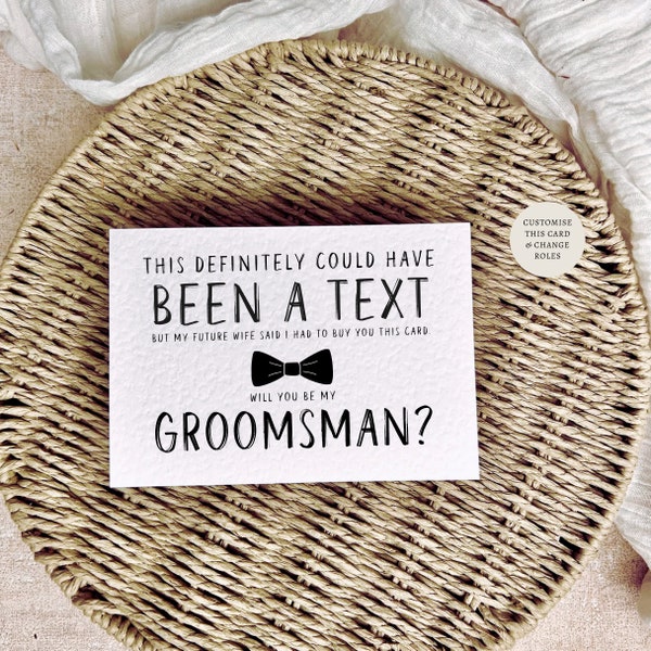 Been a Text | Will you be my Groomsman proposal postcard, Best Man keepsake gift from Groom, Personalised Usher letterbox favour for him