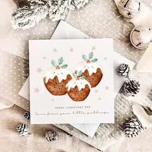 Gepersonaliseerde kerstkaart voor papa - Love From Little Puddings, Card from Baby, First Christmas as a Dad, Daddy to be Card, cadeau voor hem
