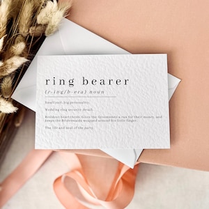 Definitie van ringdrager briefkaart | Wil jij mijn voorstel voor ringdrager zijn, brievenbushuwelijkscadeau voor jongen, gepersonaliseerde bedankkaart voor hem