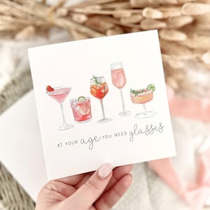 Fun Birthday Card | Cocktail Glasses Celebration Card, Punny Card for Friend on Birthday, Gift for Her Birthday, Funny Card for Him