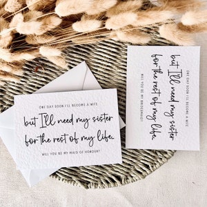 Schwester fürs Leben | Brautjungfer Vorschlag Geschenk für Sie, werden Sie meine Trauzeugin sein Beste Freundin Postkarte, personalisierte Hochzeit Brautjungfer Box