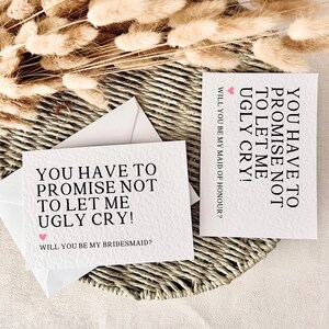 Ugly Cry | Cartão de proposta de madrinha para ela, presente de melhor amiga da madrinha para ela, caixa de você será minha madrinha, pergunta engraçada sobre o papel do casamento