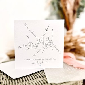 Tarjeta personalizada para recién nacidos/Recuerdo especial para recién nacidos, felicitaciones para la familia, tarjeta para el nacimiento de trillizos, para mamás y papás primerizos.