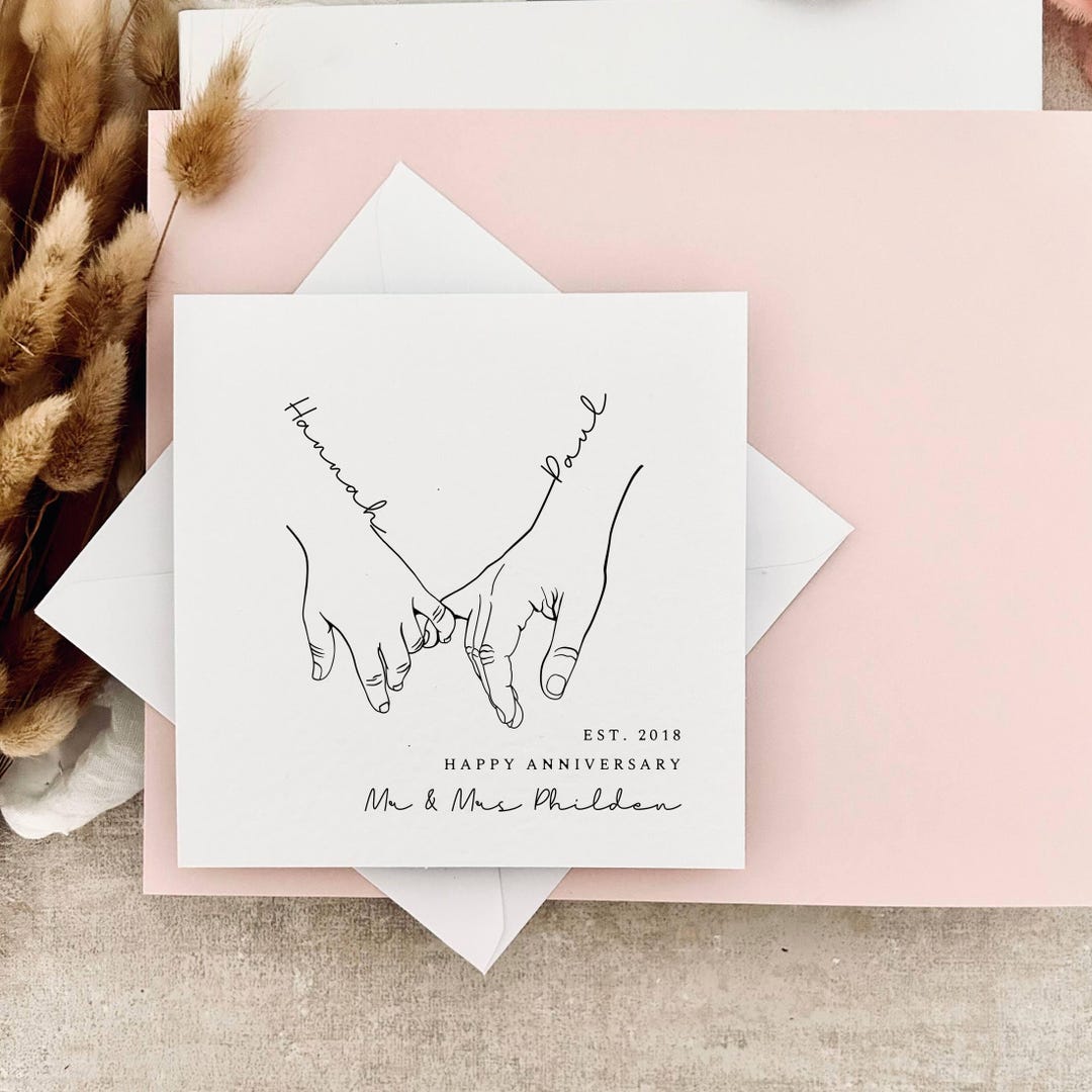 Personalised Anniversary Card for Couple | Name & Date Print for ...