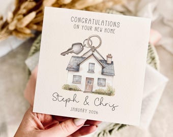 Tarjeta de felicitación personalizada para nuevo hogar - Tarjeta de bienvenida con opciones personalizables
