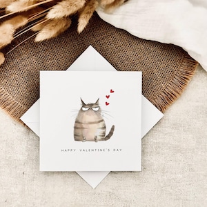 Carte de Saint Valentin | Carte impression chat drôle, carte de Saint-Valentin chat mignon, carte pour petite amie, petit ami, mari femme, carte drôle d'amant de chat