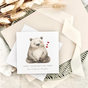 Biglietto di San Valentino per papà - Stampa personalizzata dell'orso e ricordo del nome per papà dai bambini, regalo speciale personalizzato per il nonno dal bambino