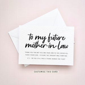 Mother-in-law Fun Circus Postcard | Mother of the Bride Gift, Mother of the Groom Card, Wedding Day Gift For Mum, Fun Keepsake Gift For Her