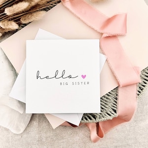 Bonjour grande soeur carte | Révélation de grossesse personnalisée pour un frère ou une sœur, cadeau souvenir de la part de sa petite soeur, faire-part surprise pour son petit frère