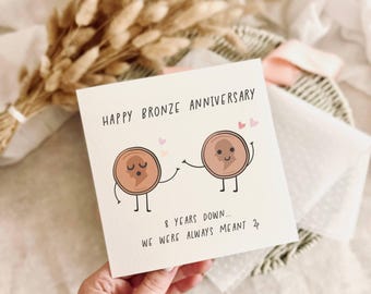 Bronze Anniversary Card - Happy 8 Year Anniversary for Husband - Wedding Card