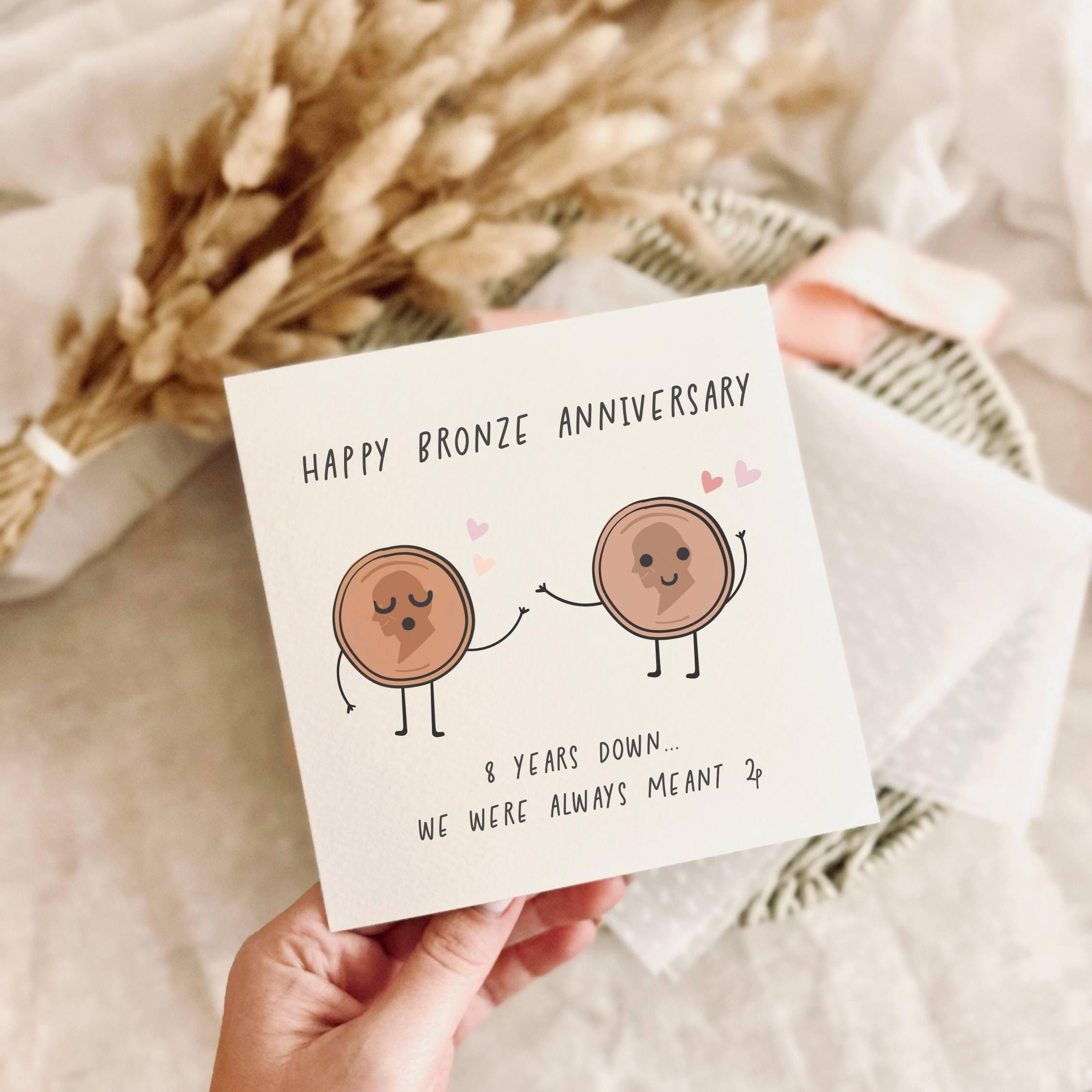 Bronze Anniversary Card - Happy 8 Year Anniversary for Husband
