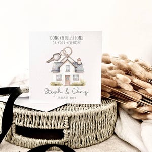 Carte de vœux personnalisée pour la nouvelle maison | Cadeau de pendaison de crémaillère pour un déménagement, nouveau souvenir de maison pour des amis, première carte de félicitations pour le premier jour de déménagement