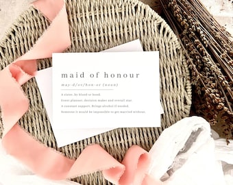 Définition de demoiselle d'honneur | Cadeau de proposition de boîte aux lettres souvenir pour poule, serez-vous ma demoiselle d'honneur, carte postale pour boîte-cadeau de mariage