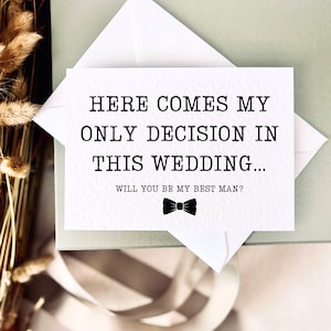 Seule la décision | Cadeau proposition de garçon d'honneur pour lui, carte postale personnalisée témoin, cadeau pour huissier de justice pour mariage, boîte Will You Be My Groomsman