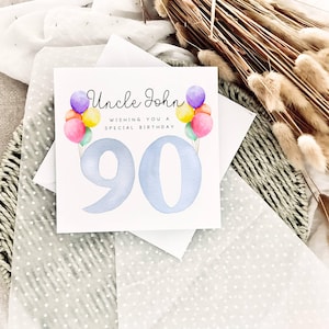 90e verjaardagskaart | Gepersonaliseerde verjaardagskaart, Ninty Birthday for Her aandenken cadeau voor hem Speciale kaart voor grootouders leeftijd mijlpaal
