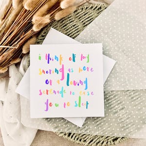 Tarjeta del día de San Valentín / Tarjeta divertida de ronquidos, regalo para esposo, tarjeta divertida para esposa, tarjeta de broma para novio, para novia, tarjeta para parejas