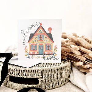 Nouvelle carte pour la maison | Cadeau coloré pour pendaison de crémaillère, nouveau souvenir de maison pour des amis, carte de félicitations pour la première fois à la maison, joyeux jour de déménagement personnalisé