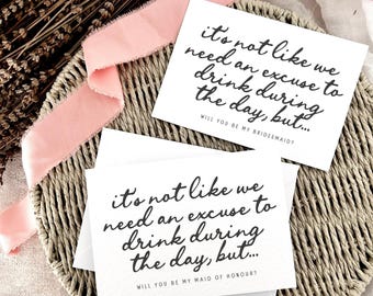 Bridesmaid Proposal Card, Maid of Honour Proposal, Bridal Party Gift for Wedding Day | Day Drinking Joke