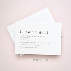 Flower Girl Definition Proposal Postcard | Personalised Gift for Flower Girl, Thank you wedding gift for girls, Bridal Party Keepsake Favour