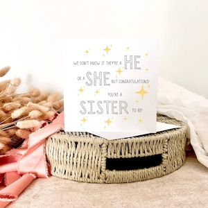 Tarjeta de anuncio de embarazo para futura hermana mayor / Tarjeta de "Vas a ser hermana", recuerdo hecho a mano para anunciar un bebé, tarjeta para un nuevo hermano.