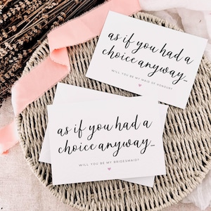 Voorstel Will You Be My Bridesmaid/Maid of Honor - gepersonaliseerd cadeau voor haar - A6 briefkaart bruidsfeest bruiloft | Toch geen keuze Afdrukken