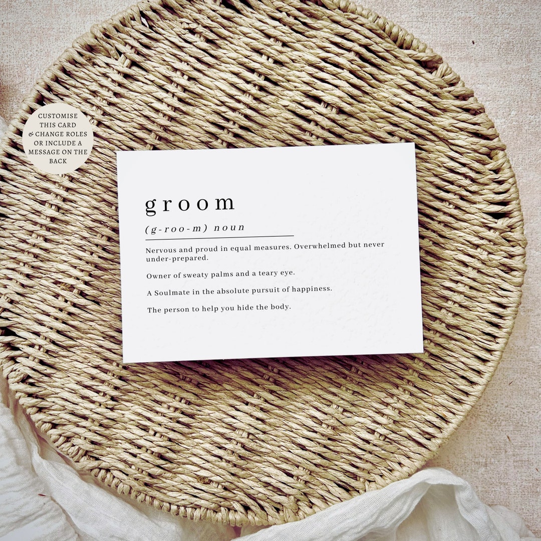 Groom Definition Postcard Wedding Day Card for Husband to Be, Groom to