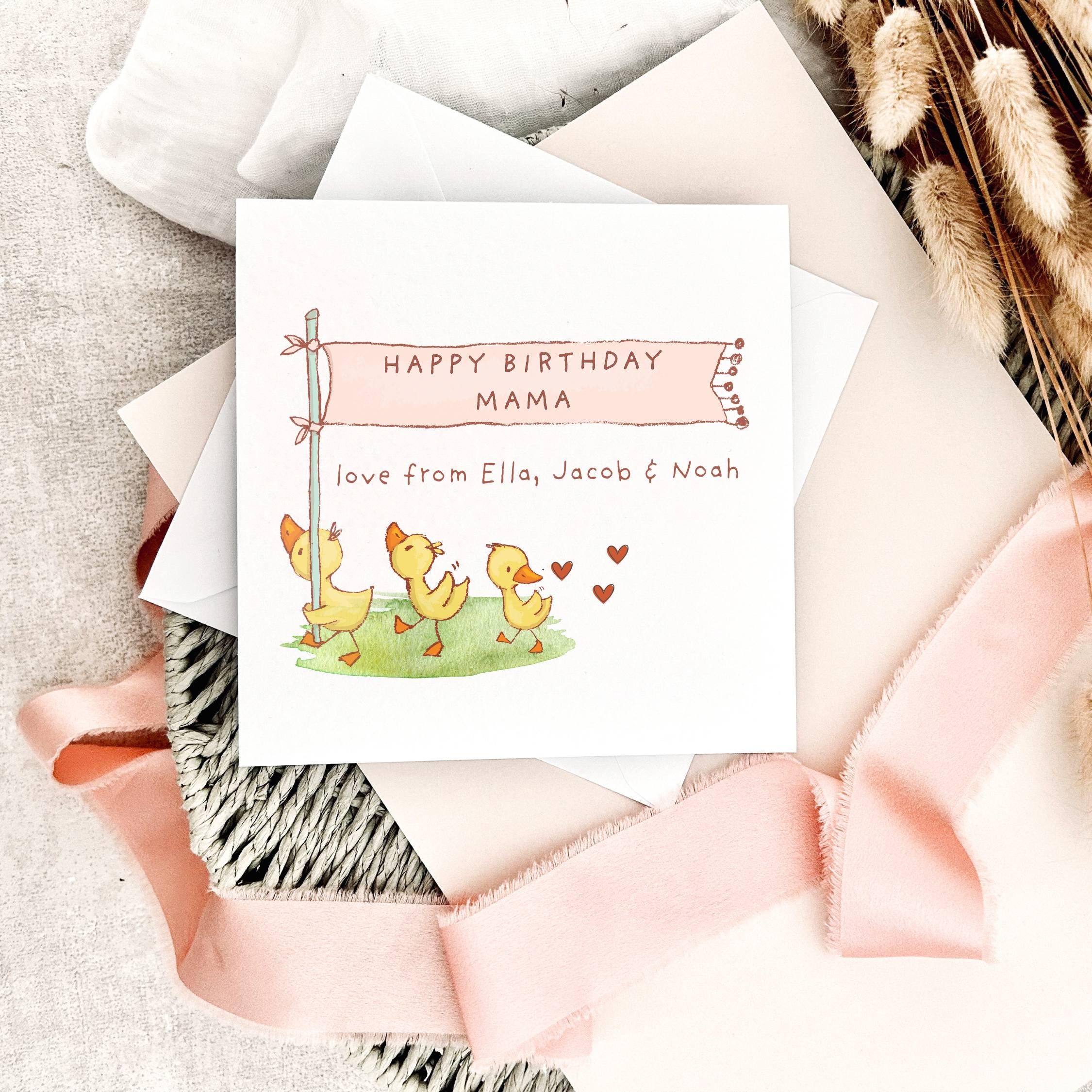 Personalised Birthday Card for Mum | Cute Little Ducks Print, Special Keepsake Memory Birthday for Mummy, Card for Nanny, Someone Like Mum