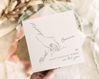 Personalised Mummy Birthday Card - Hand Print Keepsake for Mum - Mama/Mommy Custom Options