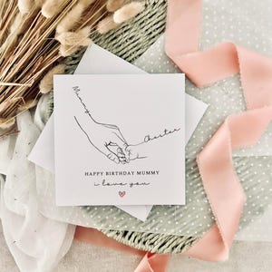 Carte d'anniversaire personnalisée pour maman | Nom personnalisé et impression de la main, souvenir spécial d'anniversaire pour maman, carte pour nounou, quelqu'un comme maman