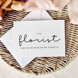 Floricultura para Casamentos | Cartão Postal de Agradecimento, Presente Personalizado para Flores, Cartão de Casamento para Fornecedor, Lembrança de Agradecimento da Noiva e do Noivo