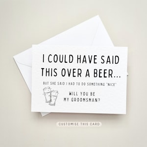 Will You Be My Groomsman Proposal Postcard, Best Man Personalised Stag Party Keepsake Gift, Wedding Letterbox Favour for Usher Over a Beer image 1