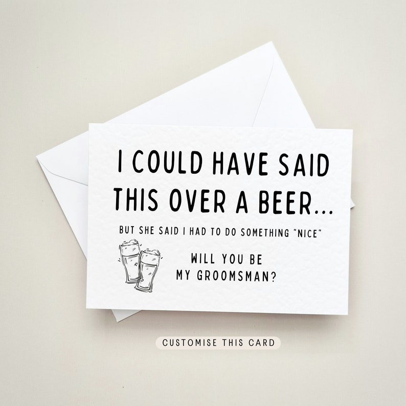 Will You Be My Groomsman Proposal Postcard, Best Man Personalised Stag Party Keepsake Gift, Wedding Letterbox Favour for Usher Over a Beer image 1