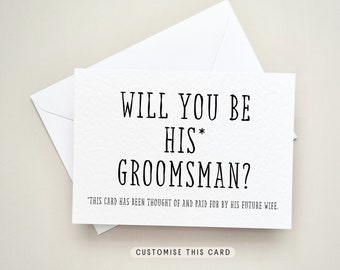 Groomsmen Proposal Gift, Best Man Personalised Postcard, Keepsake Stag Party Wedding Favour, Will you be Usher Box Card | Paid for By Wife