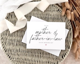 Wedding Day Keepsake for Parents-In-Law - Notecard for Bride or Grooms Parents - Custom & Personalised Options