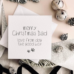 Buon Natale papà dal cane, biglietto d'auguri per papà cane, Natale divertente da un animale domestico, amore dal cane regalo per ragazza o ragazzo amante dei cani, biglietto per nonno cane