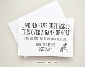 Will You Be My Groomsman Proposal Postcard, Best Man Keepsake Stag Party Gift, Personalised Usher Letterbox Wedding Favour | Game of Golf