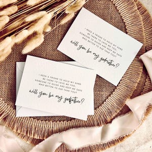 Cartão postal de proposta de Will You Be My Godparent | Poema Hold My Hand, presente para madrinha, cartão para padrinho, cartão personalizado para pai-guia,