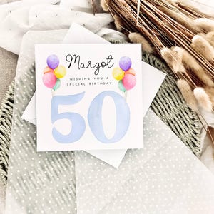 50er Jahre Geburtstagskarte | Personalisierte Geburtstagskarte, fünfzigster Geburtstag für sie, Andenken Geschenk für ihn, spezielles Altersmeilenstein Geburtstag fünfzig