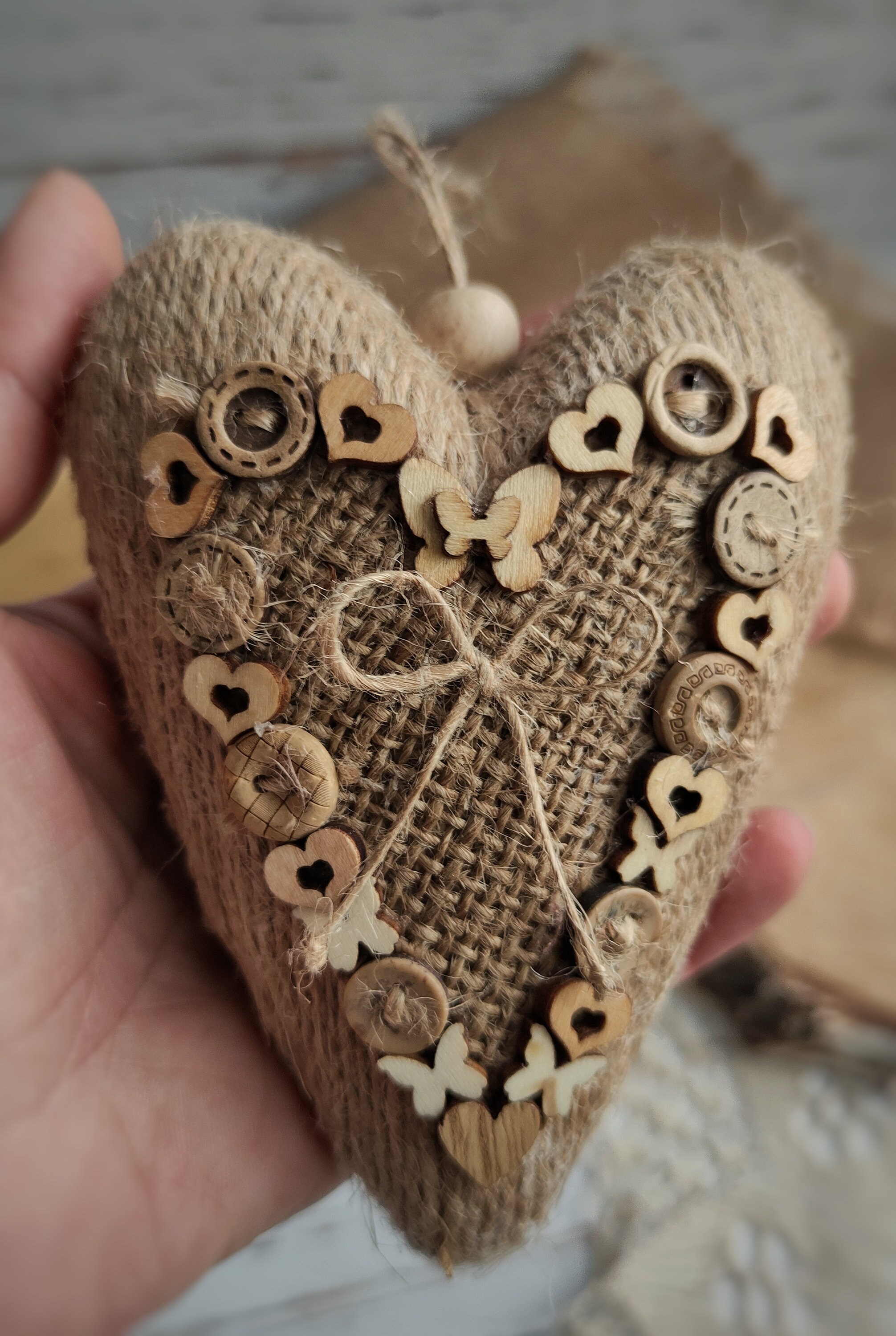 Rustic Jute Wrapped Heart Unique Gift for Any Occasion Farmhouse Decor ...