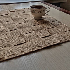 Burlap table runner, farmhouse table runner, rustic home decor, cottage decor, kitchen table runner, kitchen burlap decor, laminated burlap