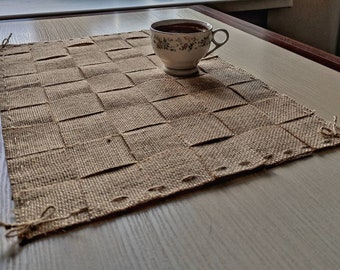 Burlap table runner, farmhouse table runner, rustic home decor, cottage decor, kitchen table runner, kitchen burlap decor, laminated burlap