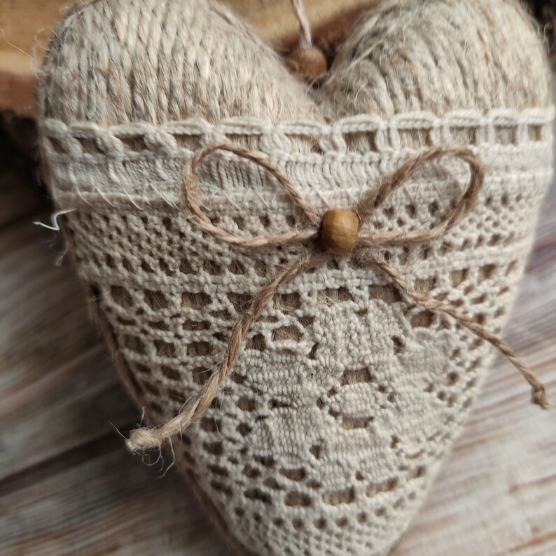 Hanging Heart Jute Wrapped Heart Rustic Home Decor Handmade Gift for ...