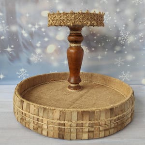 handmade tiered tray  decorative tiered tray fabric  tray wood tier tray unique tray large tier tray rustic home decor storage tiered tray