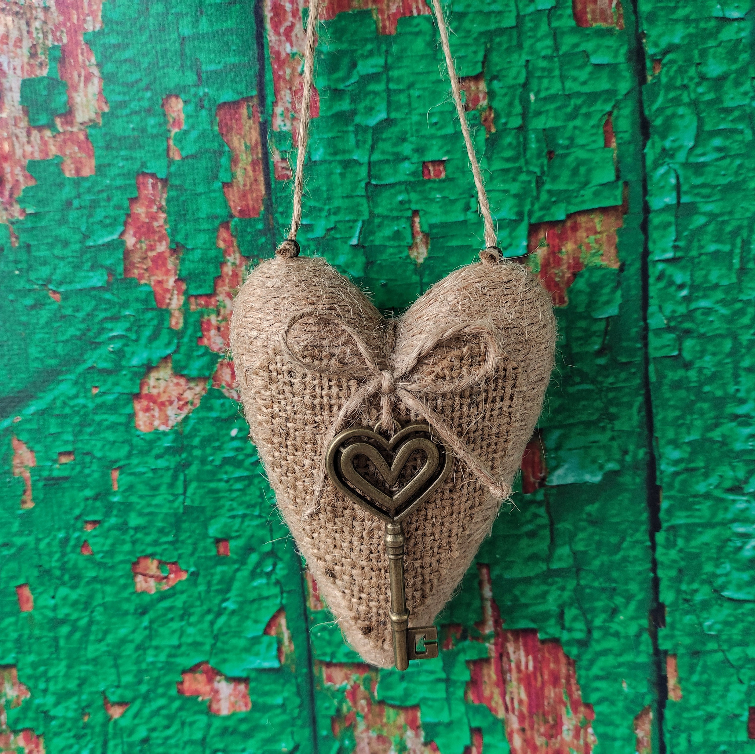 Hanging Heart Ornament With Key Rustic Heart Farmhouse Home Hanging Heart Ornament With Key Rustic Heart Farmhouse Home
