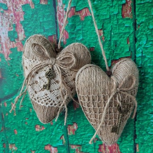 hanging rustic heart ornament farmhouse hanging wall decor primitive hearts ornament valentine day hearts ecofriendly gift set of 2