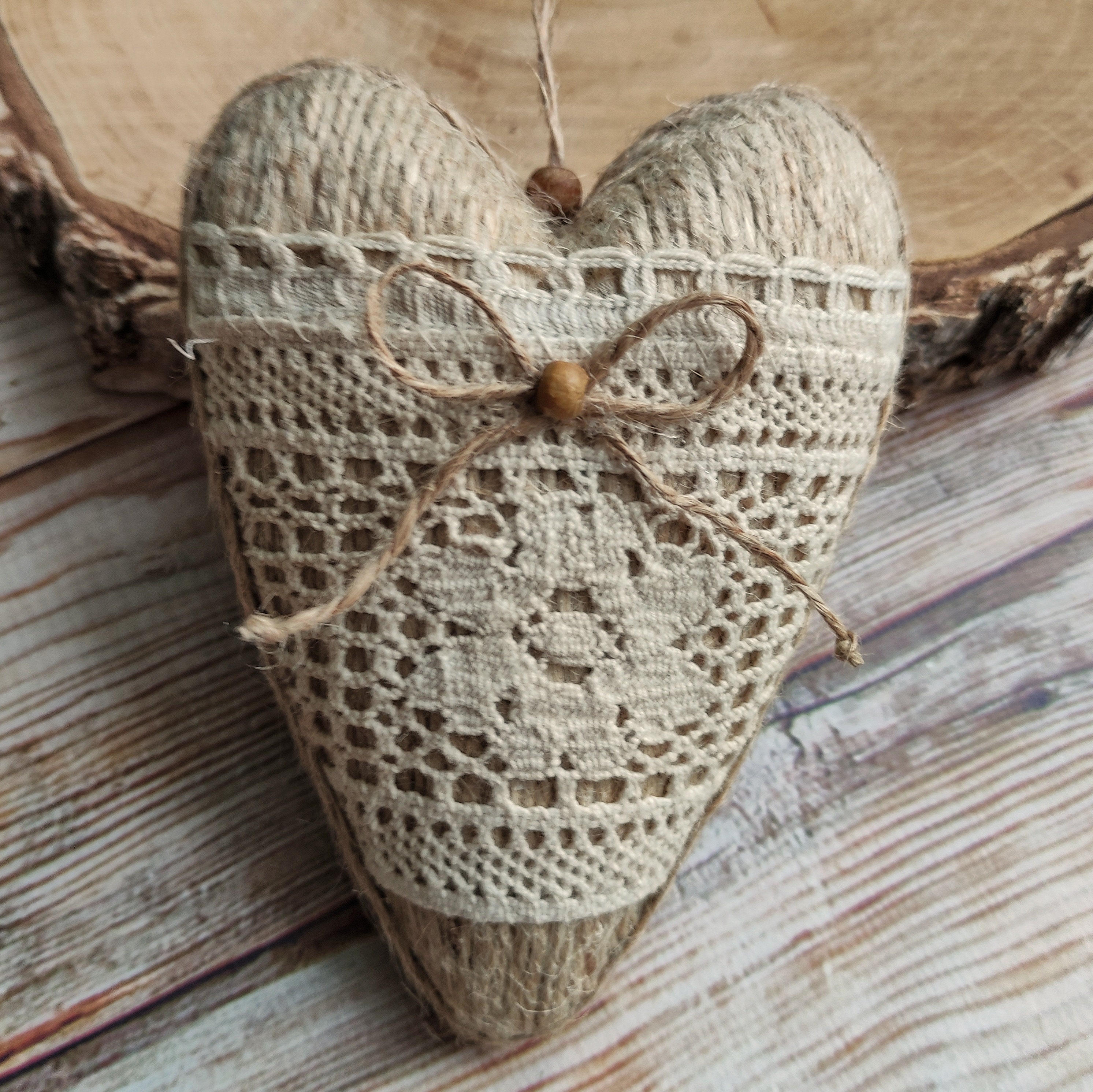Hanging Heart Jute Wrapped Heart Rustic Home Decor Handmade Gift for ...