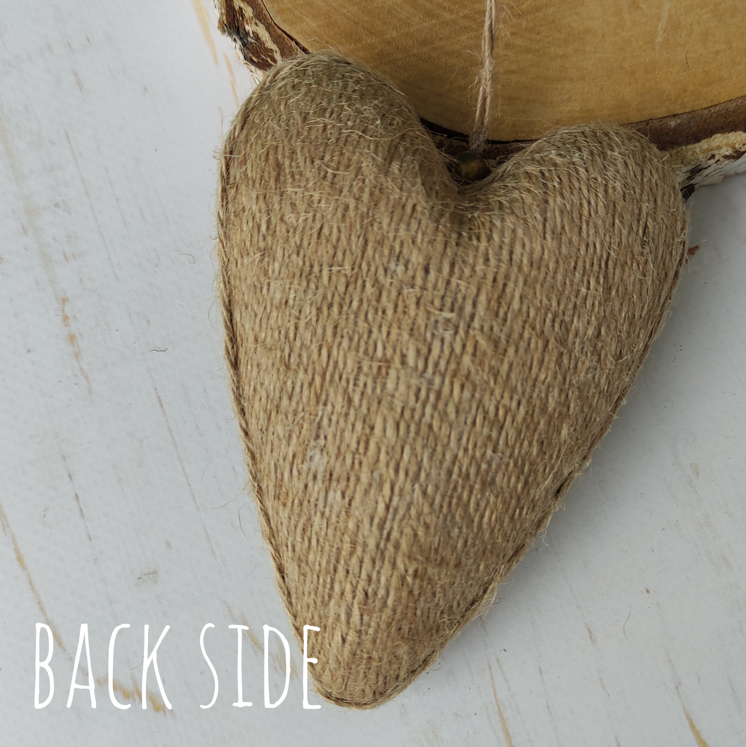 Hanging Heart Ornament Rustic Burlap Hanging Heart Primitive Farmhouse ...