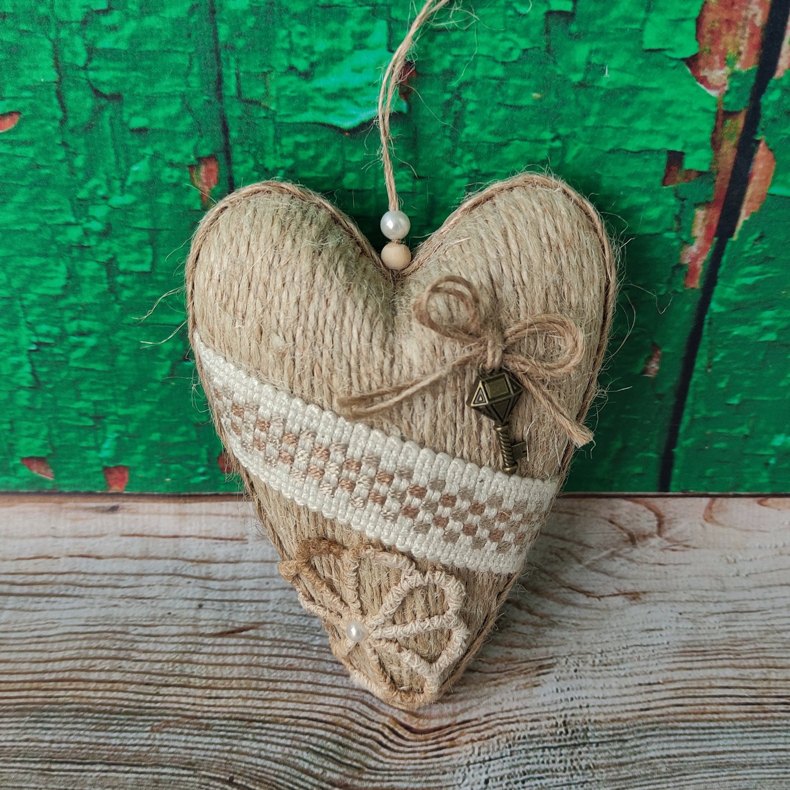 Rustic Hanging Heart Ornament Farmhouse Hanging Wall Decor Primitive ...